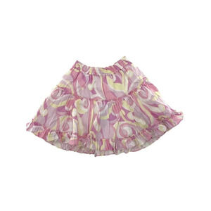 Hill House The Paz Skirt Mini Womens S Ruffle Linen Candy Kaleidoscope Pink NEW